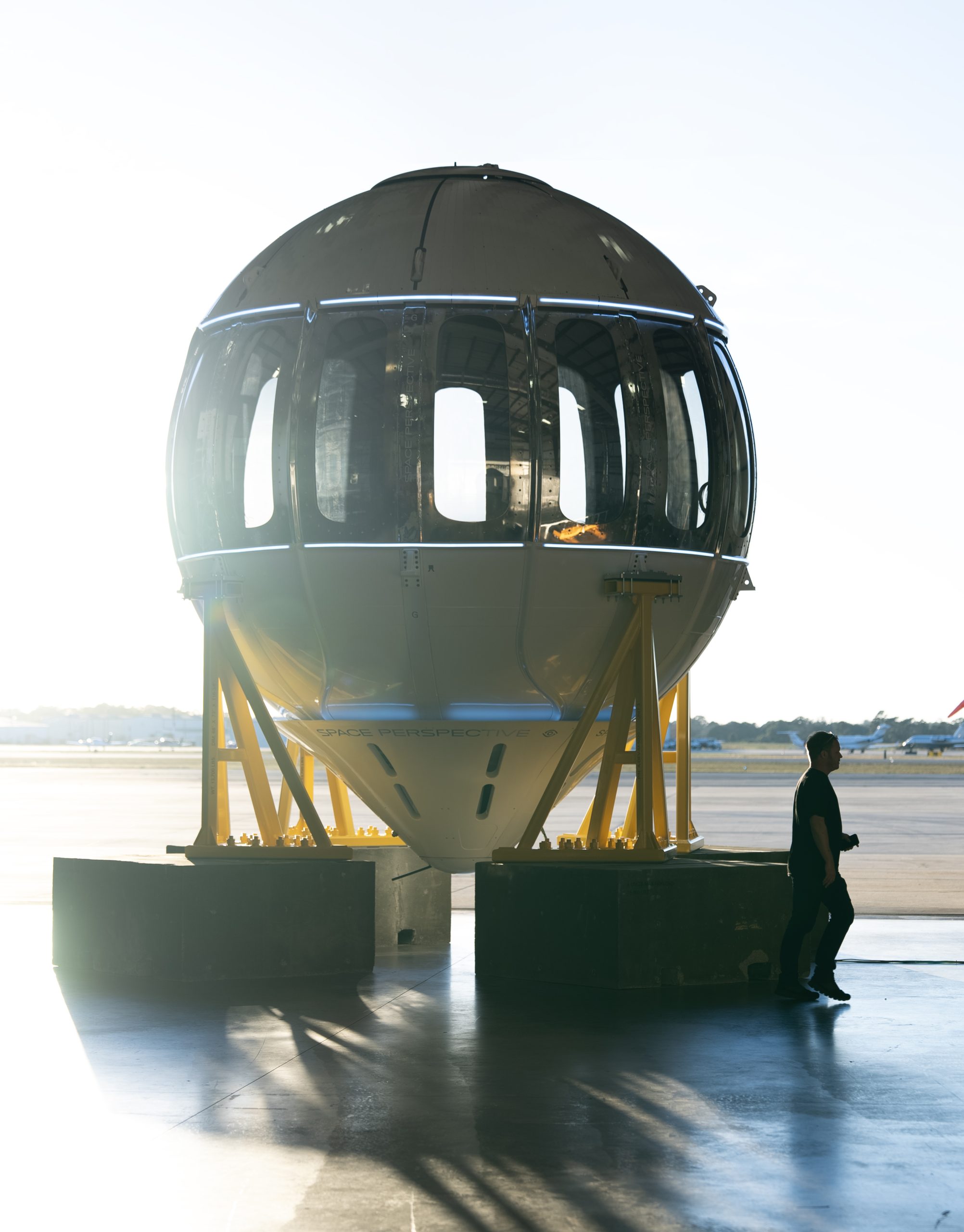Space Perspective, Sun behind Silhouetted capsule
