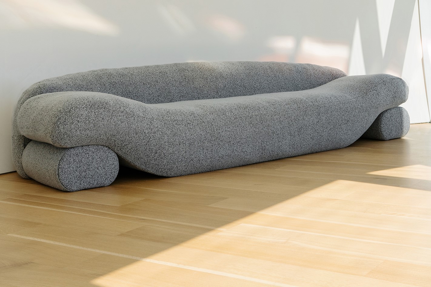 Her Beanie Sofa prototype is a comfortable, textile-covered sofa that incorporates daybeds facing in opposite directions. “It’s two huge pillows intertwined, with one supporting the other,” she says.