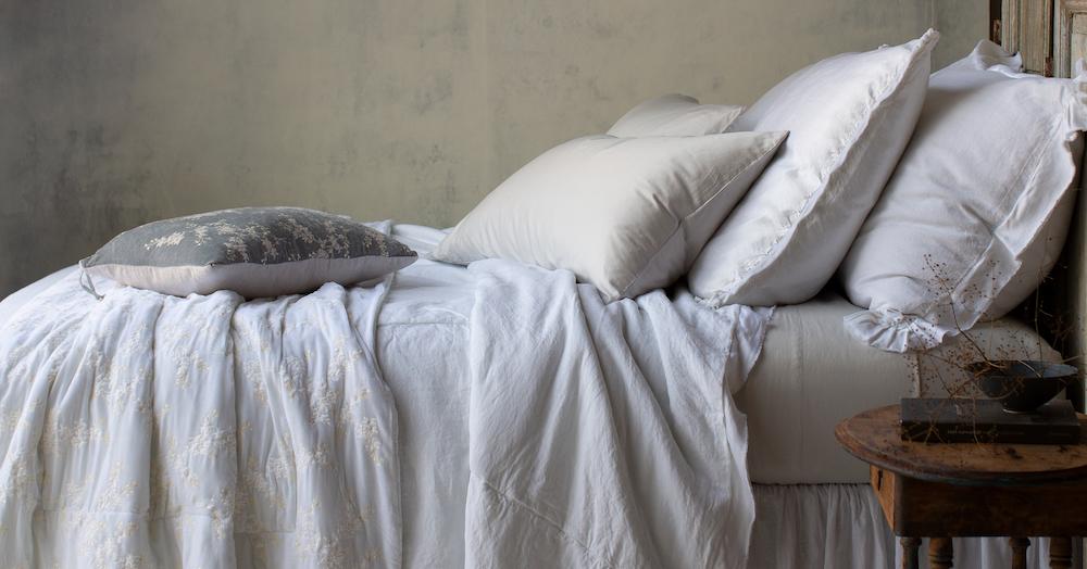 Bria, Bella Notte’s newest line of cotton sheets and pillowcases has a silky-soft feel., thanks to a different way of weaving.