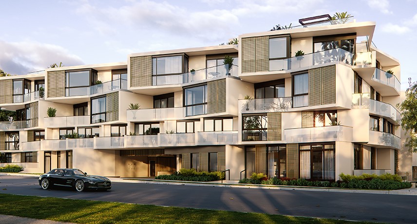 Its two-story townhomes were inspired by The Frank House, also known as Case Study House #25, designed in 1961 by Killingsworth, Brady, Smith & Associates.