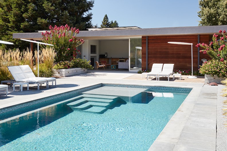 &ldquo;There are the outdoor spaces out by the pool, then some indoor under the roof, and all are connected to and protected from nature in a small pool house/guest house.&rdquo;