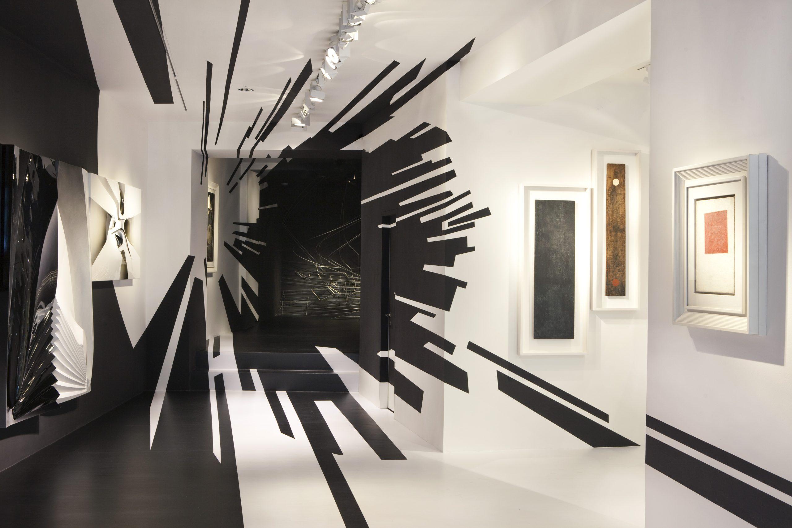 “The work is a play on projections in two and three dimensions,” says project architect Melodie Leung, who worked with curators Patrik Schumacher and Zaha to develop the exhibit.